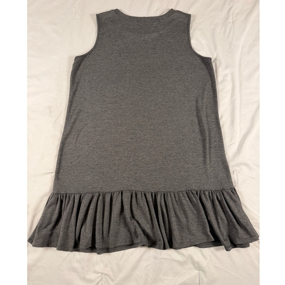 Apt. 9 Charcoal Gray Heather Sleeveless Drop Waist Ruffle Dress Large Lagenlook - Picture 5 of 8